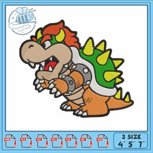 Paper bowser mario embroidery