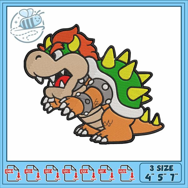 Paper bowser mario embroidery, bowser costume​ embroidery