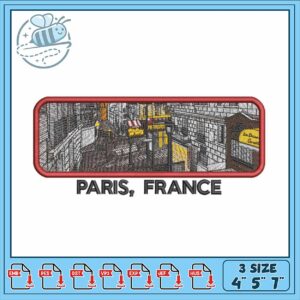 Paris France Embroidery Design Instant Download File