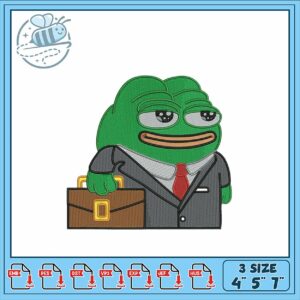 Pepe the Frog Business Suit Embroidery Design File