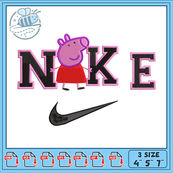 Peppa Pig Nike Embroidery Design