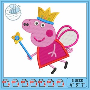 Peppa pig princess embroidery