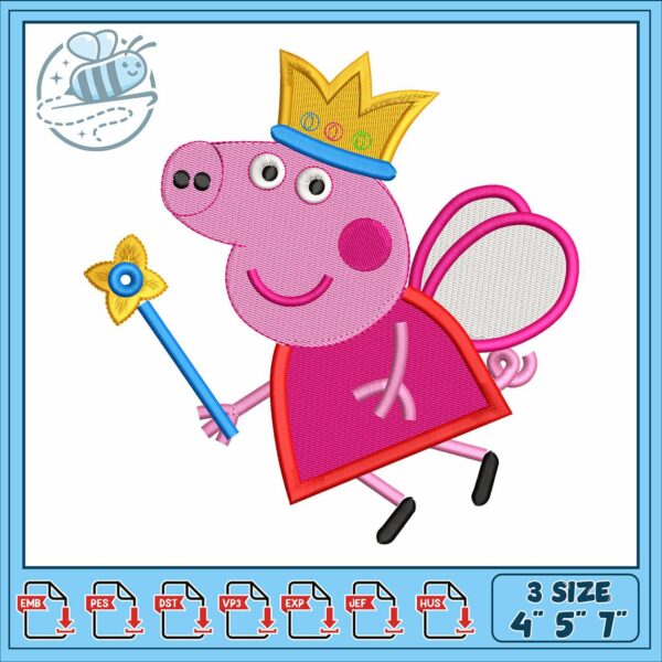 Peppa pig princess embroidery, peppa pig wallpaper​ embroidery