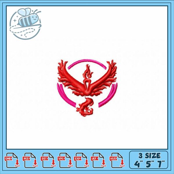 Phoenix Embroidery Design in Three Sizes 4 5 7 Inches