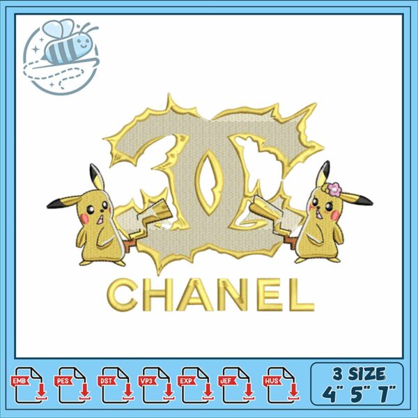 Pikachu Chanel Embroidery Design for Creative Projects