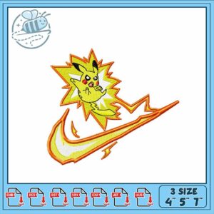 Pikachu Lightning Logo Embroidery Design Files