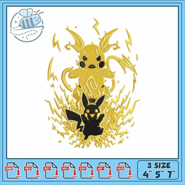 Pikachu and raichu design embroidery, pikachu costume​​​​ embroidery