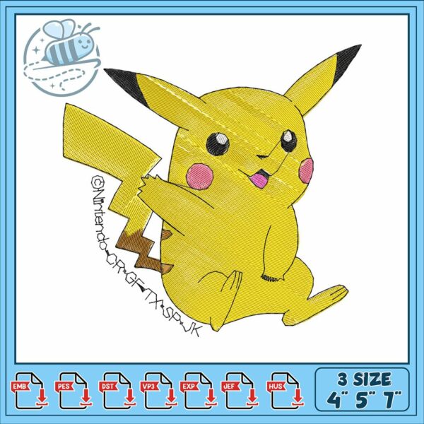Pikachu anime design embroidery, pikachu movie​​​​​ embroidery