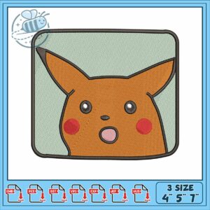 Pikachu brown art design embroidery