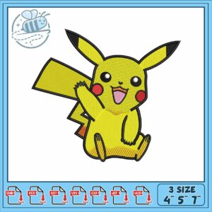 Pikachu sentado design embroidery
