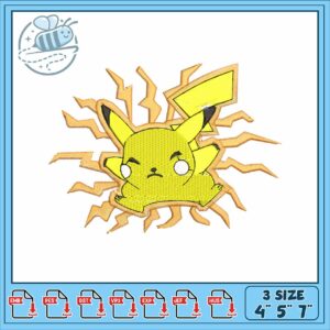 Pikachu thunder design embroidery