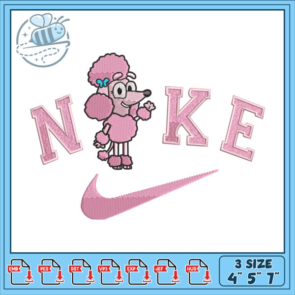 Pink Poodle Nike Embroidery Design