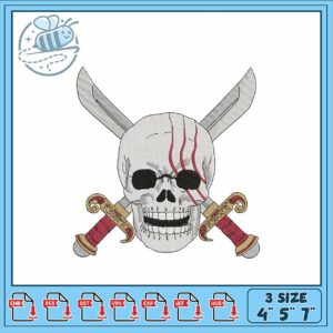 Pirate Skull and Swords Embroidery Design File