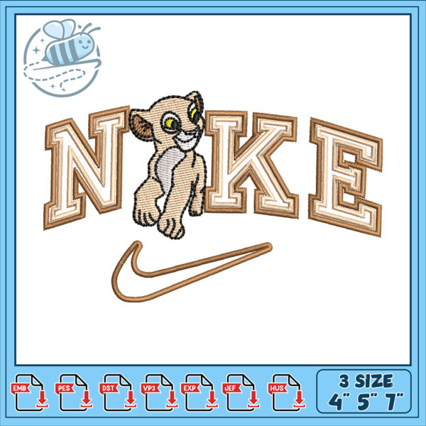 Playful Lion Cub Nike Embroidery Design Files