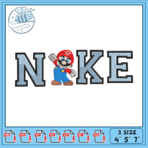 Playful Mario Inspired Nike Embroidery Design File