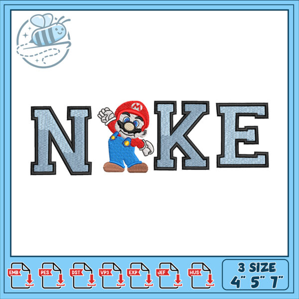 Playful Mario Inspired Nike Embroidery Design File