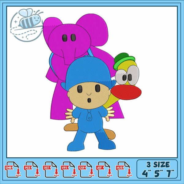 Pocoyo design art embroidery, pocoyo characters​ embroidery