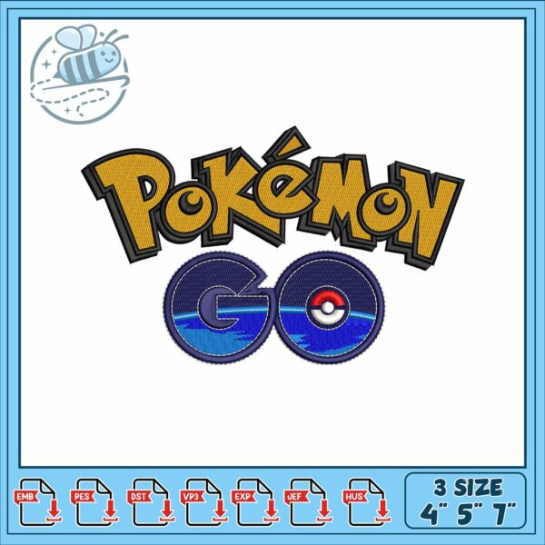 Pokemon go logo art design embroidery, pokemon go plus​ embroidery