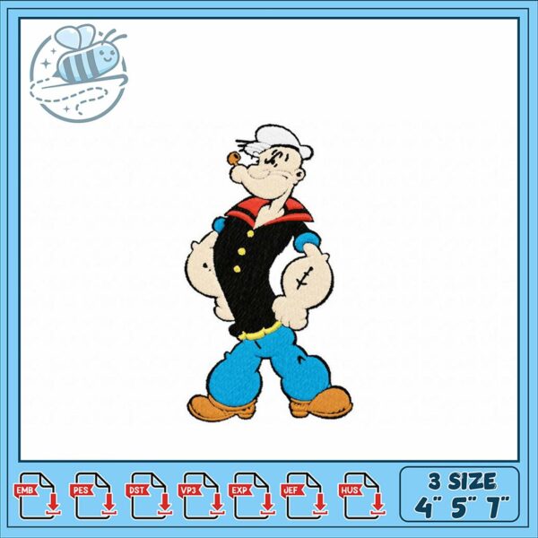 Popeye Embroidery Design for Creative Projects