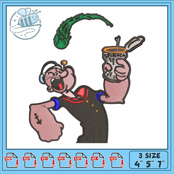 Popeye design art embroidery, popeye cartoon characters​​ embroidery