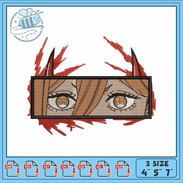 Power eye art design embroidery, chainsaw man power​​​ embroidery