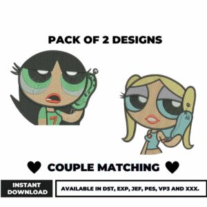 Powerpuff Girls Couple Embroidery Designs