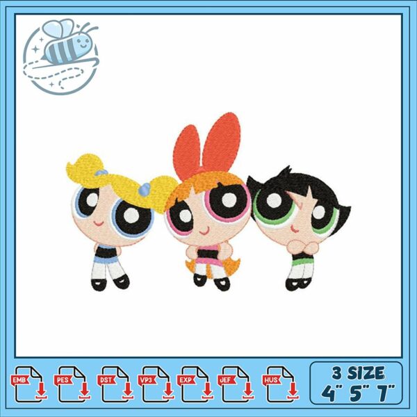 Powerpuff Girls Embroidery Design for Crafting Fun