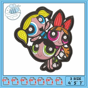 Powerpuff face embroidery