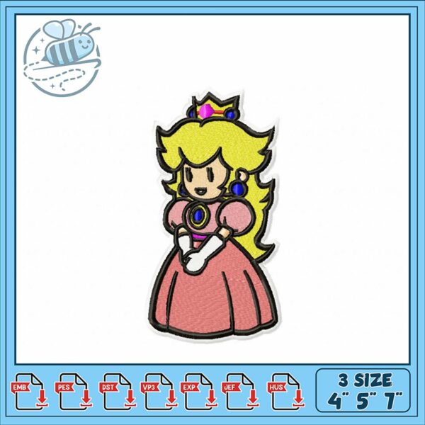 Princess Embroidery Design Three Sizes Available