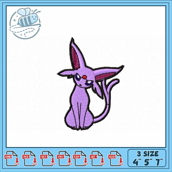 Purple Cat Embroidery Design for Craft Projects