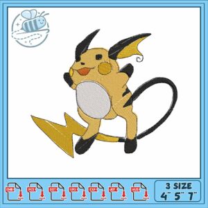 Raichu pokemon art design embroidery