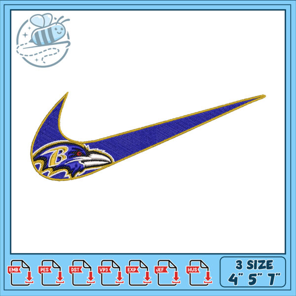 Ravens Nike Swoosh Embroidery Design