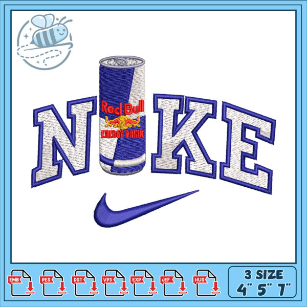 Red Bull Nike Embroidery Design