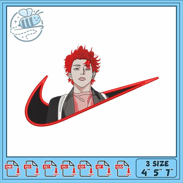 Red Haired Character Nike Logo Embroidery Design File