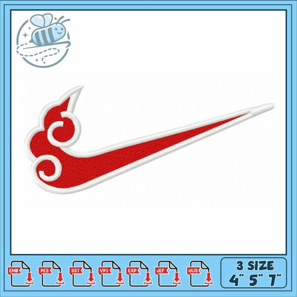 Red Swirled Embroidery Design in Multiple Sizes