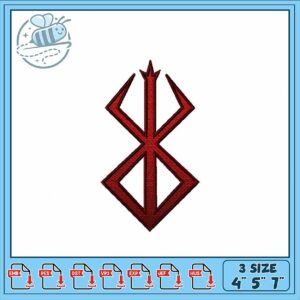 Red Symbol Embroidery Design Multiple Sizes Available