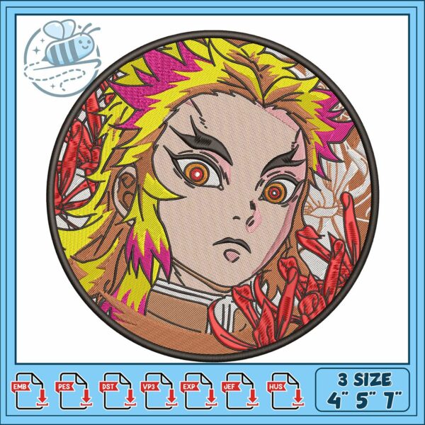 Rengoku demon slayer embroidery, kyojuro rengoku​​​ embroidery