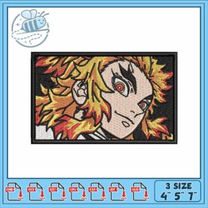 Rengoku rectangle art design embroidery