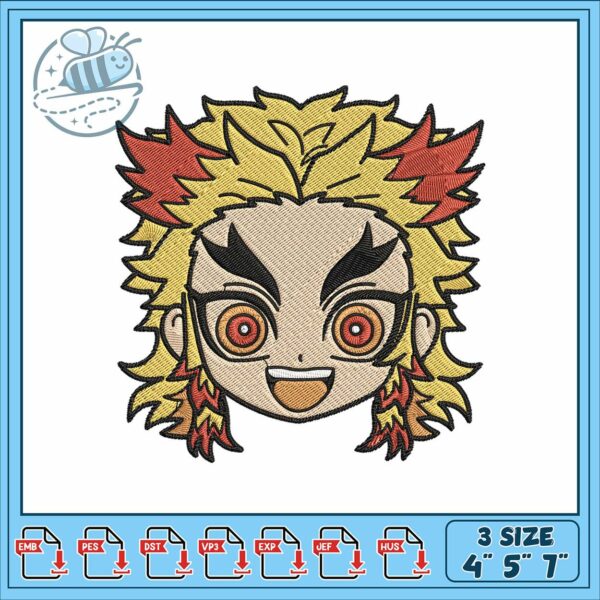 Rengoku sticker art design embroidery, rengoku fanart​ embroidery