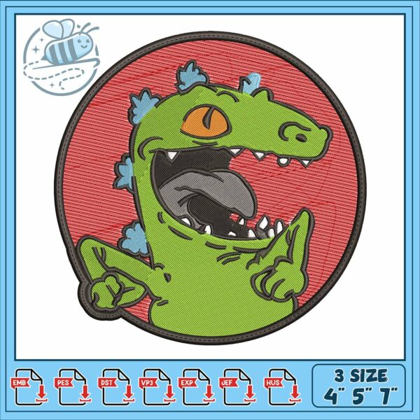 Reptar cartoon embroidery, rugrats characters​ embroidery