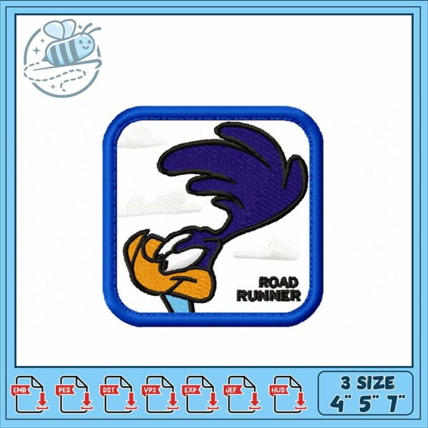 Road Runner Embroidery Design Three Sizes Available