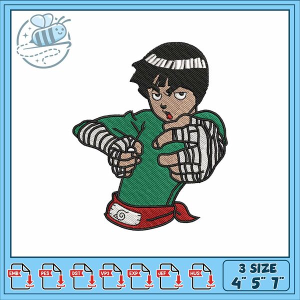 Rock lee art design embroidery, rock lee naruto​​ embroidery