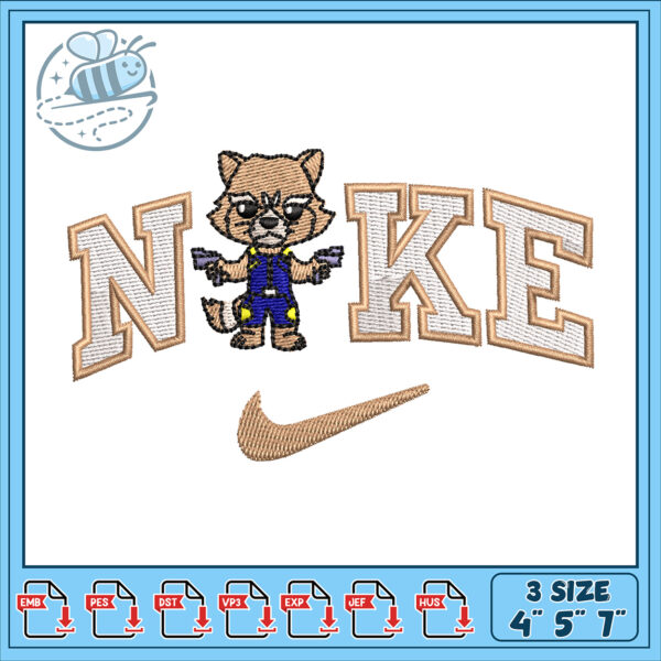 Rocket Raccoon Nike Embroidery Design