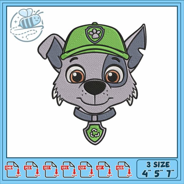 Rocky dog patrol embroidery, paw patrol dogs​ embroidery