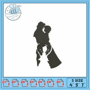 Romantic Silhouette Embroidery Design for Couples