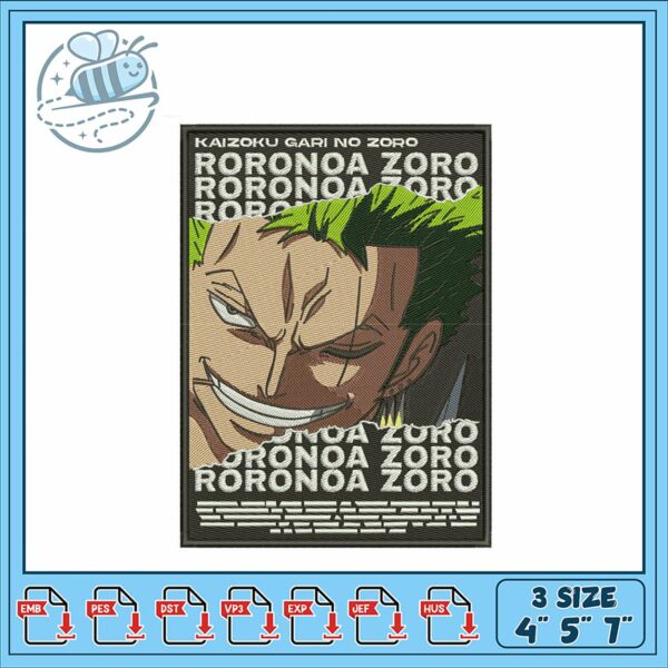 Roronoa Zoro Embroidery Design for Creative Crafts