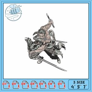 Roronoa zoro fight design embroidery