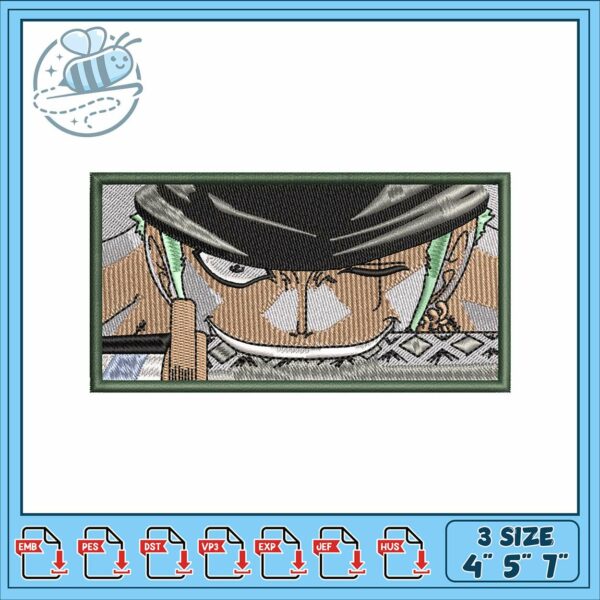 Roronoa zoro rectangle embroidery, zoro from one piece​ embroidery