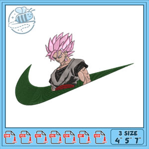 Rose Goku Black Nike Embroidery Design