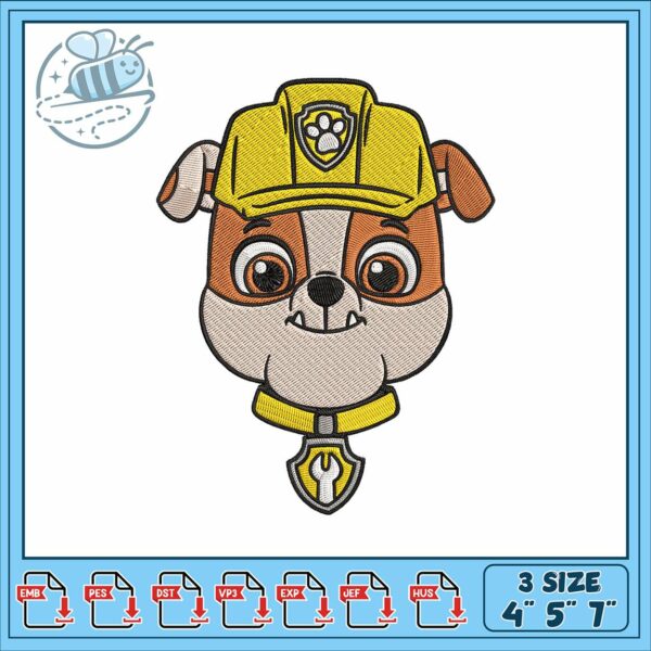 Rubble dog patrol embroidery, paw patrol characters dogs​ embroidery